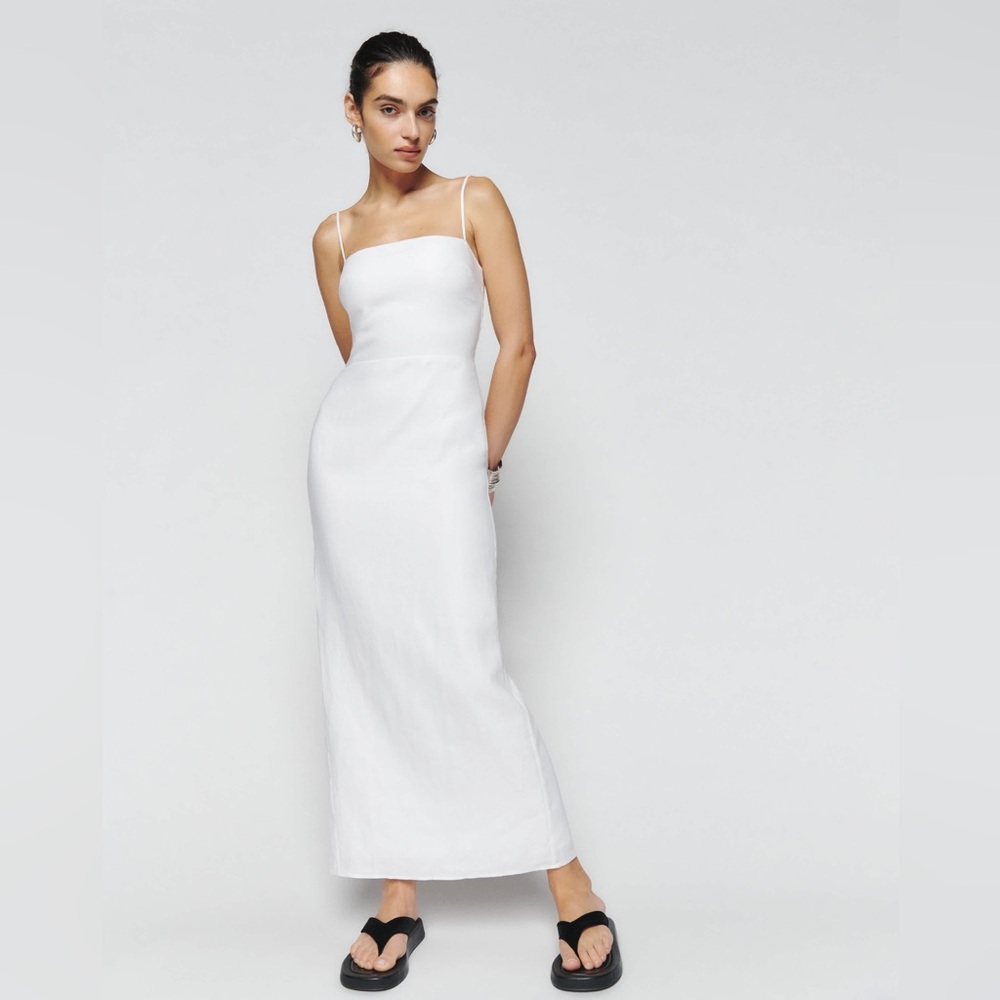 REFORMATION NWOT Frankie White Linen Dress - tailored for a PETITE girlie!